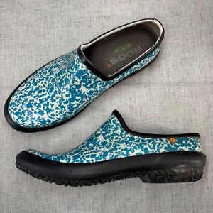 Bogs Patch Clogs Teal‎ White Splatter Garden Shoes Waterproof Women Size 10